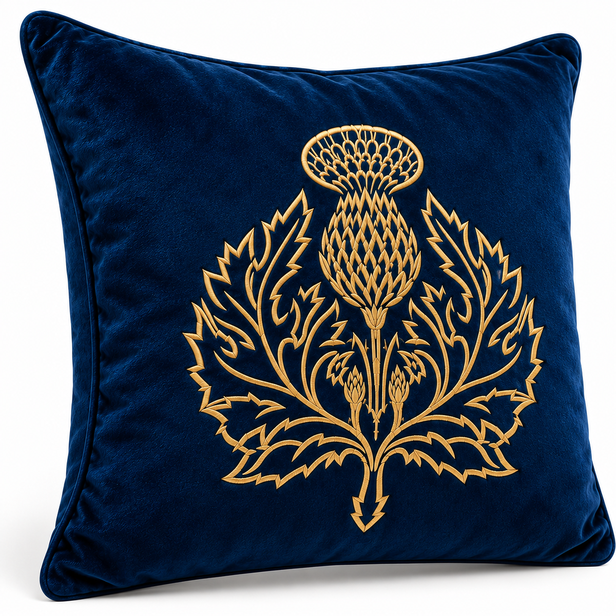 Angled view showing the gold botanical design