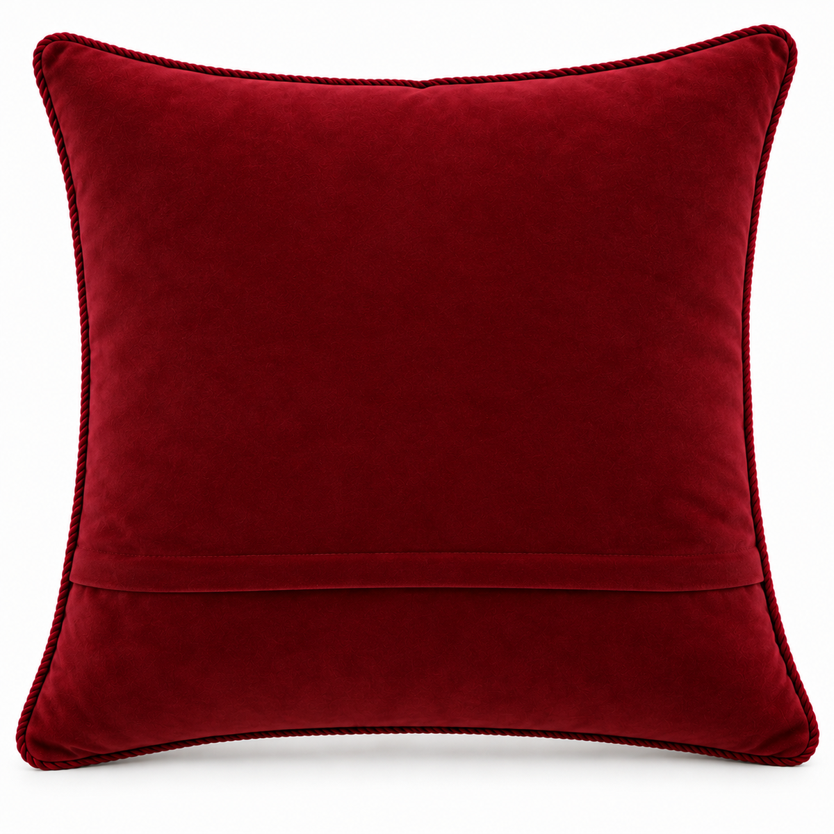 Back view of plain deep maroon cushion