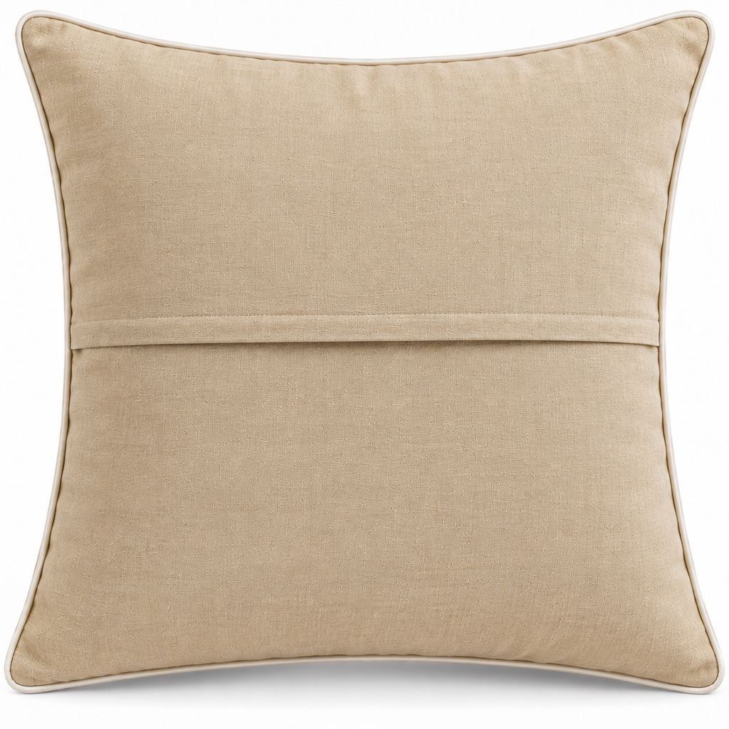 Back view of plain sand beige cushion