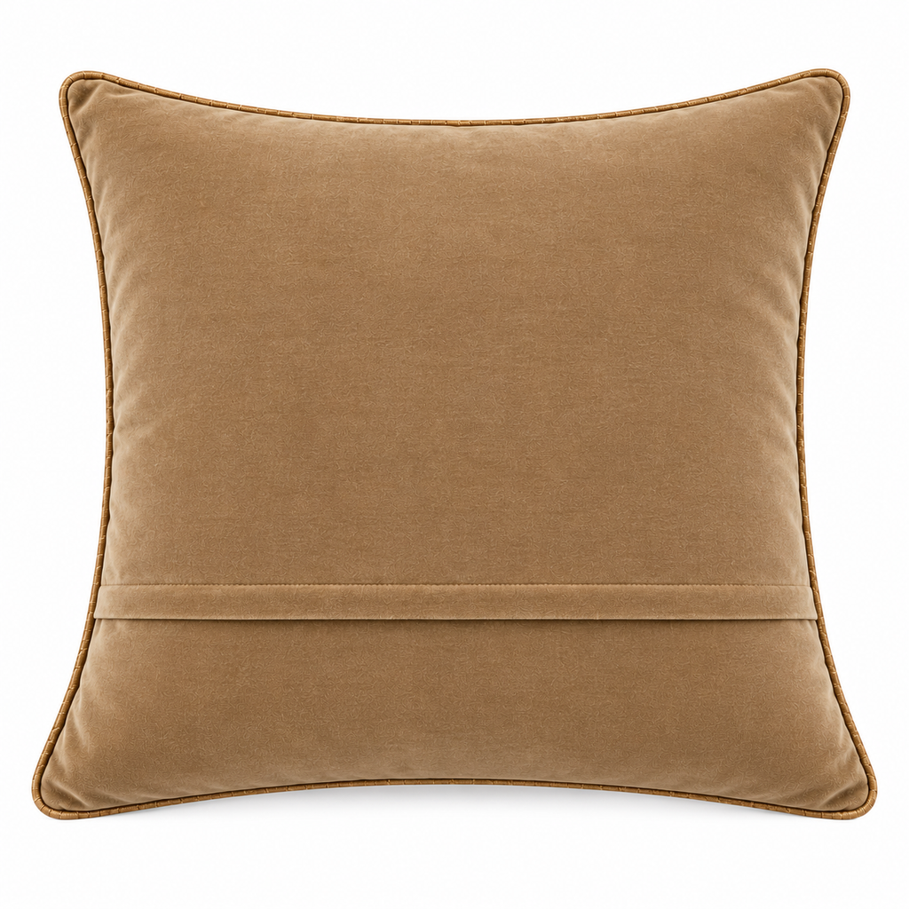 Back view of plain taupe cushion
