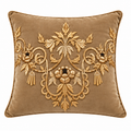 Taupe Gold Floral Embroidered Cushion