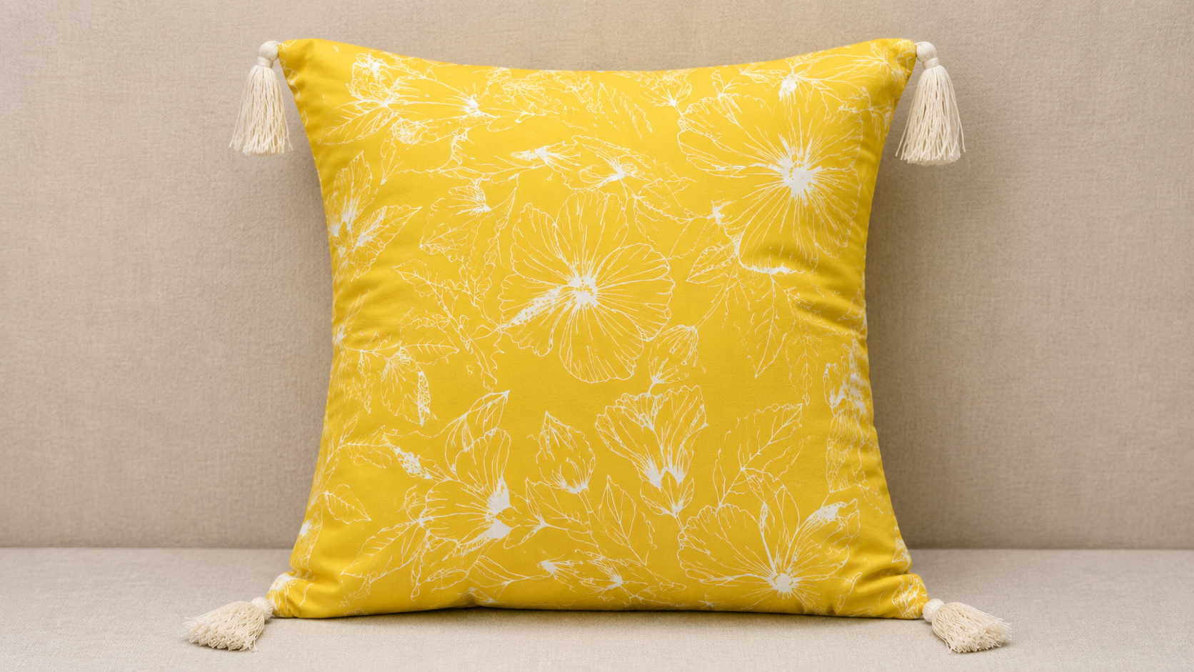 Sunshine Floral Tassel Cushion