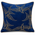 Golden Bird Zari Embroidered Suede Cushion