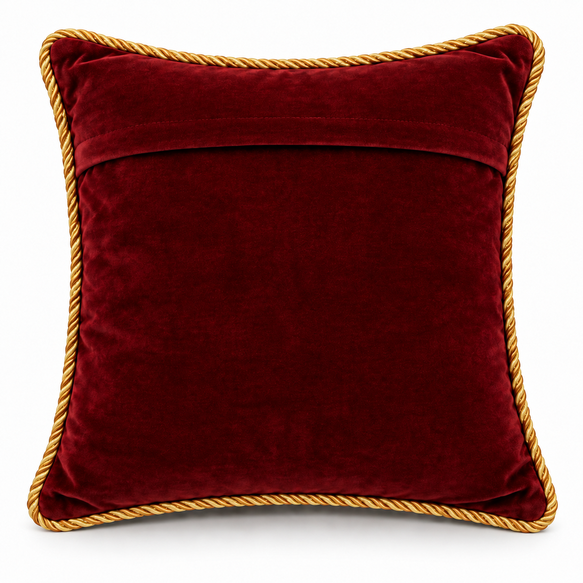 Regal Maroon Gold Floral Embroidered Cushion Cover