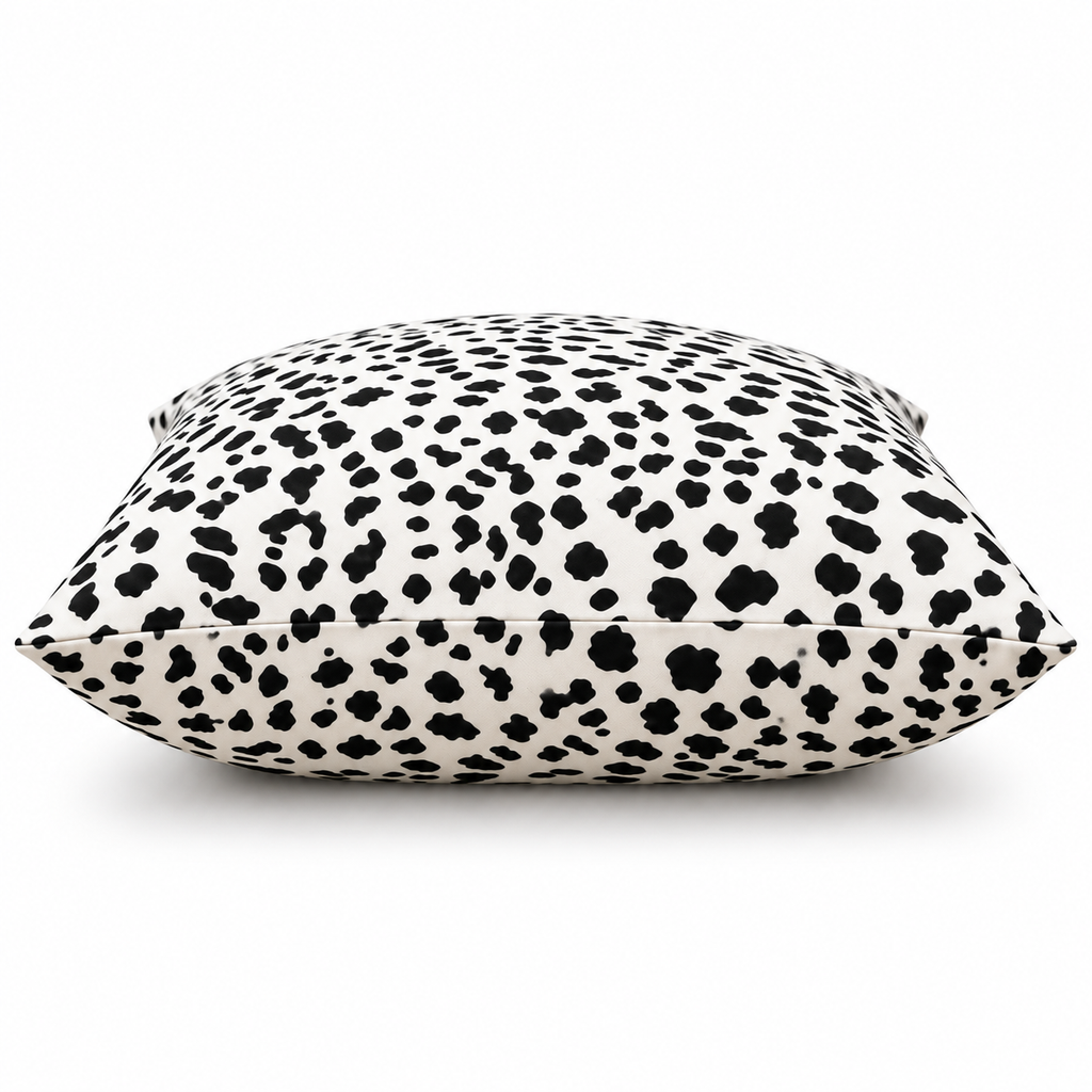 Side view showing the spotted pattern across the cushion