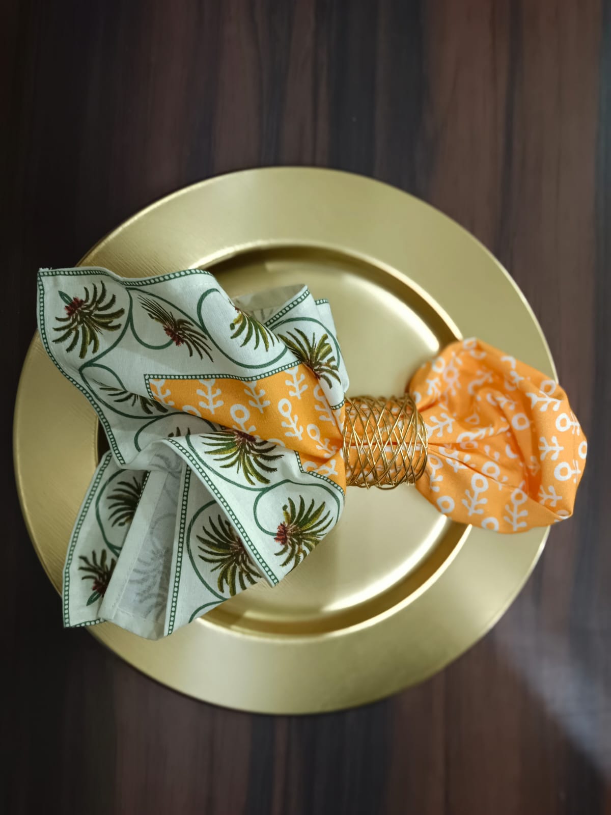 Tropical Green & Mustard Printed Napkin