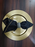 Black Napkin with Gold Stitch Detail