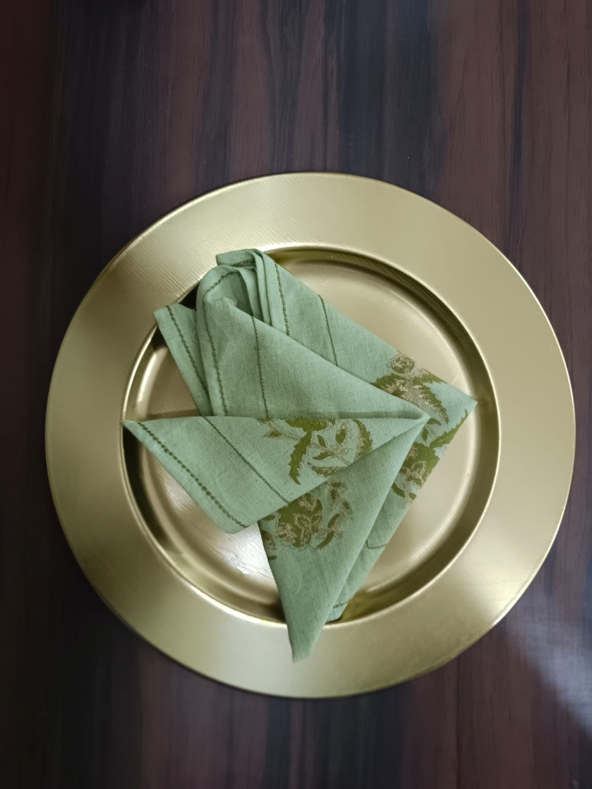 Sage Green Floral Block Print Napkin