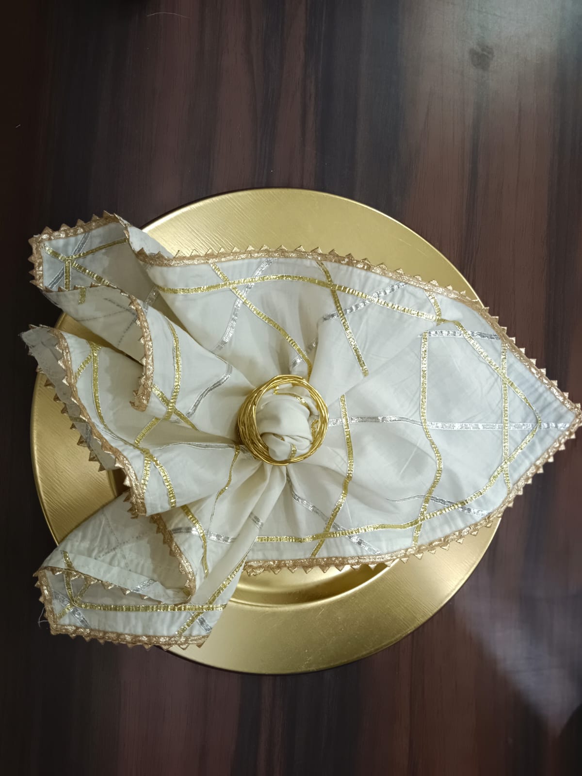 Ivory Gold & Silver Gota Detail Napkin