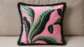 Tropical Palm Fringe Velvet Cushion