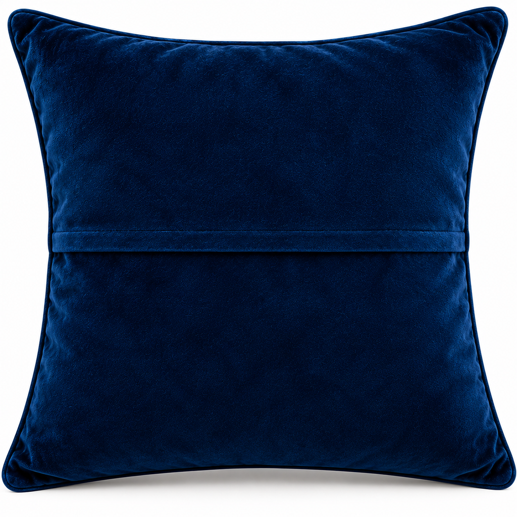 Back view of plain royal blue cushion